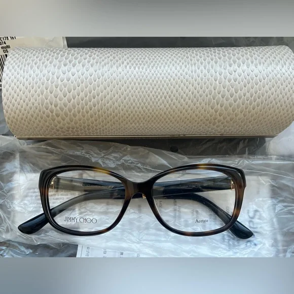 New Authentic JIMMY CHOO JC 178 16Y Havana w Glitter Black Eyeglasses 53-15-140